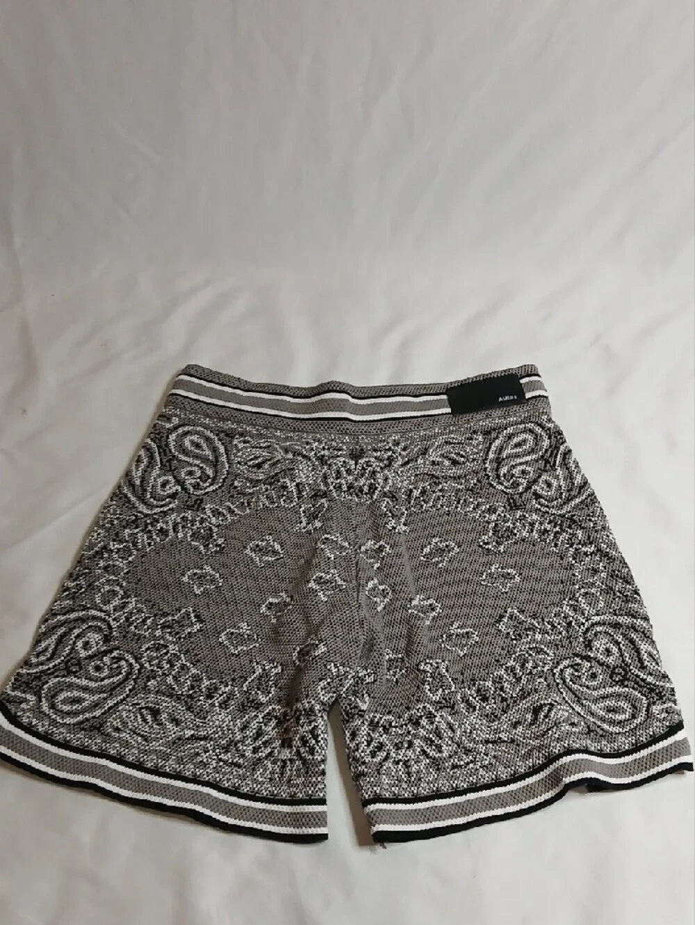 AMIRI Gray And White Bandana Print Knit Athletic Shorts